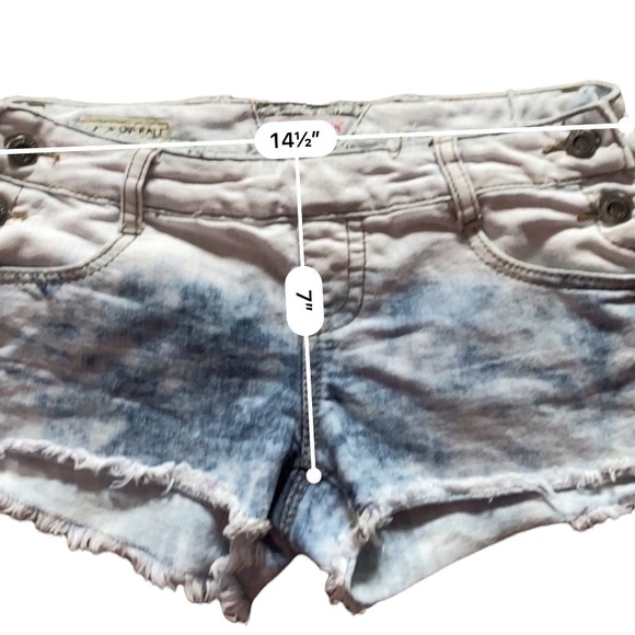 HotKiss Ava Overall Ombré Acid Wash Stretch Denim Shorts | Small - Picture 3 of 8